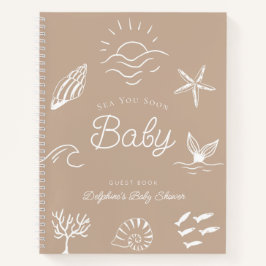 Cuaderno Sea You Soon Baby Shower Brown Guest Book