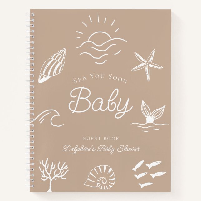 Cuaderno Sea You Soon Baby Shower Brown Guest Book (Anverso)