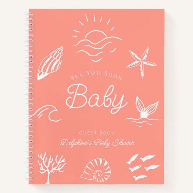 Cuaderno Sea You Soon Baby Shower Pink Guest Book (Anverso)