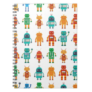 Cuaderno Seamless pattern from colorful retro robots in a f