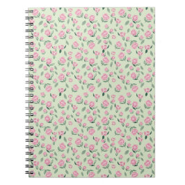 Cuaderno Seamless Pink Rose Watercolor Pattern