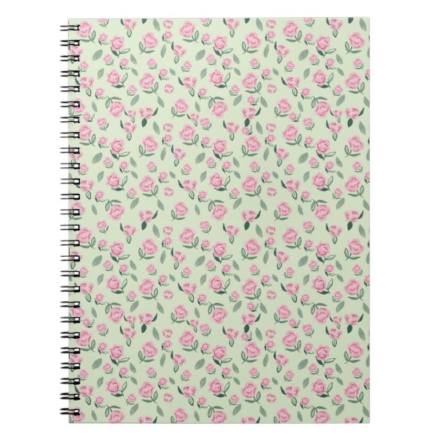 Cuaderno Seamless Pink Rose Watercolor Pattern (Frente)