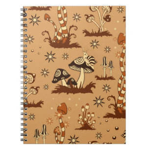 Cuaderno Seamless Vintage pattern with brown mushrooms on b