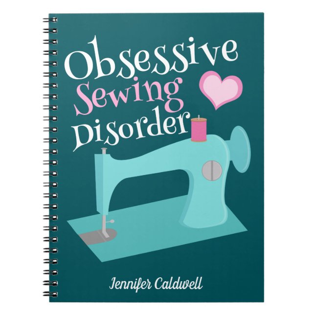 Cuaderno Seamstress de la máquina de coser retro (Frente)