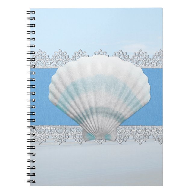Cuaderno Seashell y cordón azules suaves (Frente)