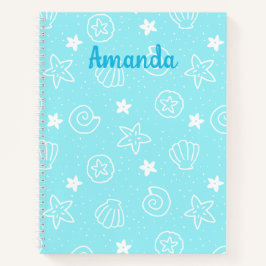 Cuaderno Seashells and Starfish Light Blue Pattern
