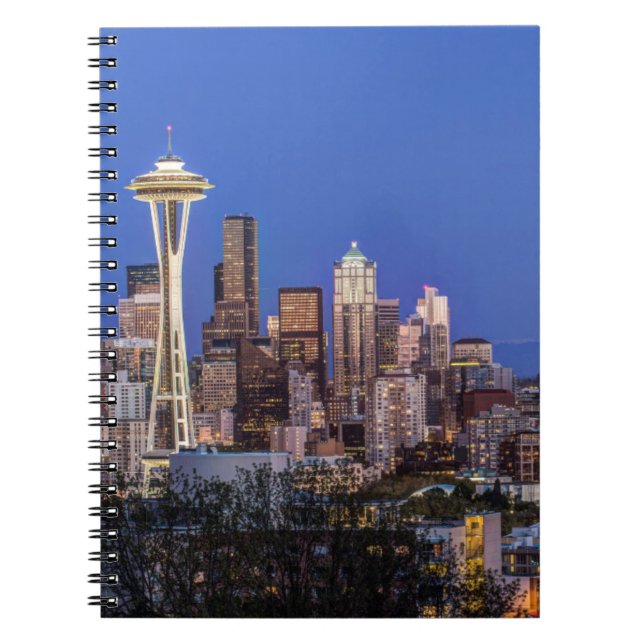 Cuaderno Seattle, Downtown y Mt. Rainier al anochecer (Frente)