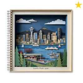 Cuaderno Seattle Washington America Layered Paper Art