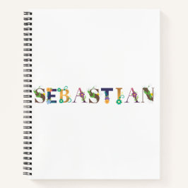 Cuaderno SÉBASTIAN Name Art con flores bordadas