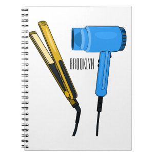 Cuaderno Secador de pelo y ilustracion de alisador de pelo