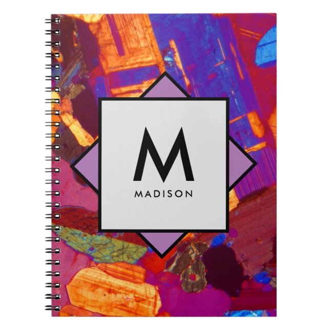 Cuaderno Sección delgada de granito con nombre y monograma  (Frente)