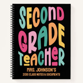 Cuaderno Second Grade Teacher Colorful Typography