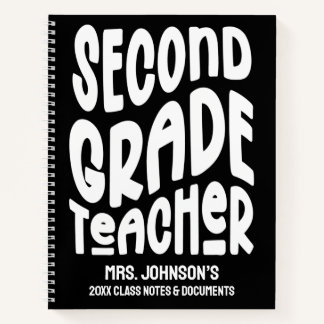 Cuaderno Second Grade Teacher White Typography