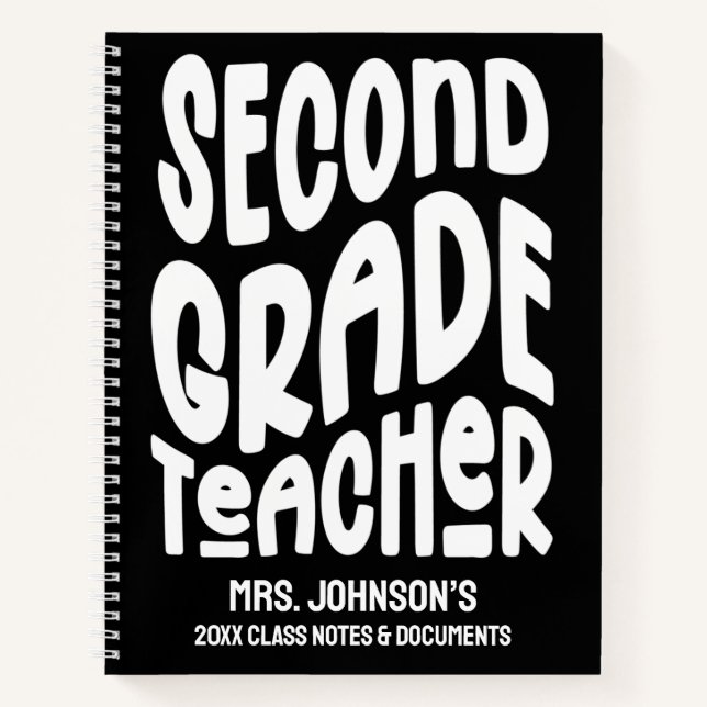 Cuaderno Second Grade Teacher White Typography (Anverso)