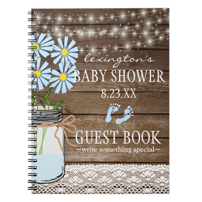 Cuaderno Secuencia del Guestbook azul el | de Baby Shower (Frente)