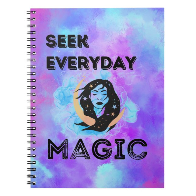 Cuaderno Seek Everyday Magic - luna de color acuático (Frente)