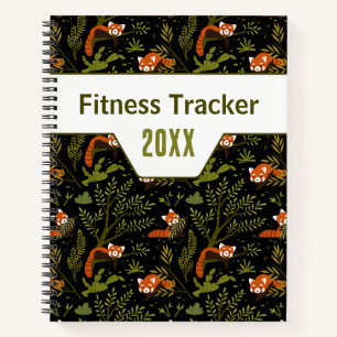 Cuaderno Seguimiento de Fitness Selva Oscura Panda Rojo