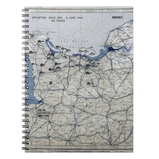 Cuaderno Segunda Guerra Mundial día D mapa 6 de junio de (Frente)
