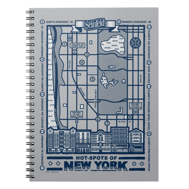 Cuaderno Seinfeld | Puntos calientes del mapa de Nueva York (Frente)