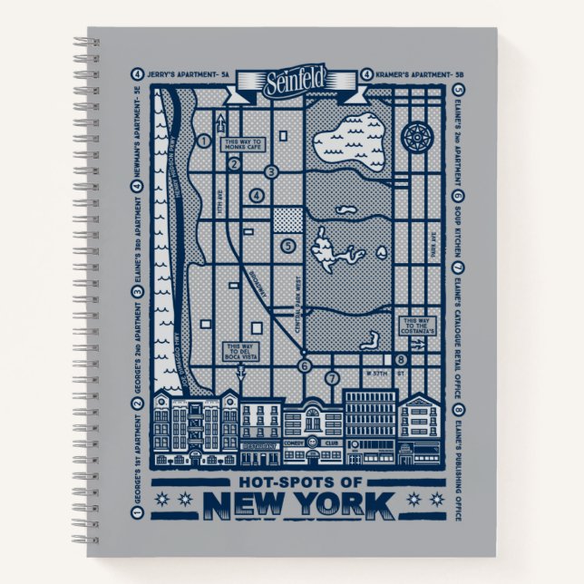 Cuaderno Seinfeld | Puntos calientes del mapa de Nueva York (Anverso)
