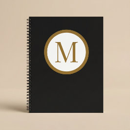 Cuaderno Sello central monograma negro y dorado personaliza