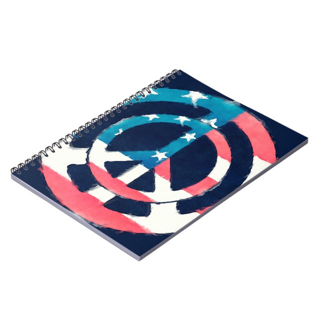 Cuaderno Sello de paz americano grunge (Lado Izquierdo)