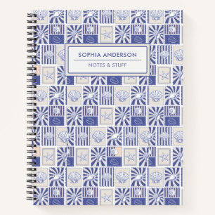 Cuaderno Sello elegante de concha y estrella de mar espiral