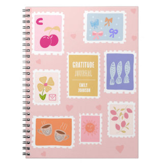 Cuaderno Sellos de diario de gratitud rosa coqueta moderna