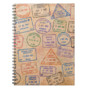 Cuaderno Sellos de pasaporte vintage coloridos Efímera de v