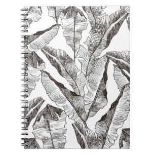Cuaderno Selva blanca negra: patrón de planta tropical