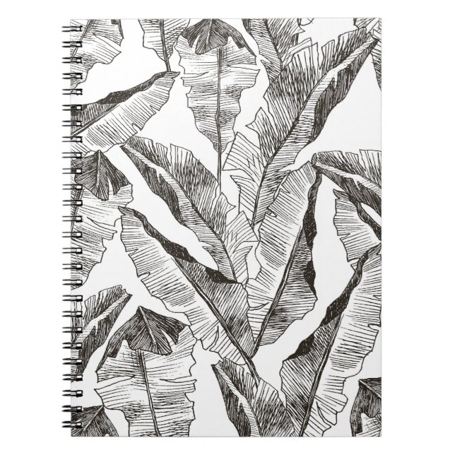 Cuaderno Selva blanca negra: patrón de planta tropical (Frente)