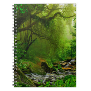 Cuaderno Selva de Nepal con jungla de ríos, bosque, tierra,