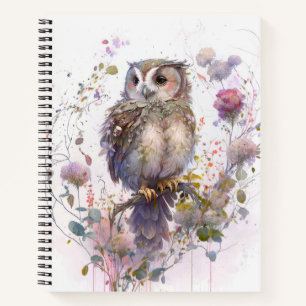 Cuaderno Selva de vida silvestre con retrato de aves búhas