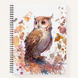 Cuaderno Selva de vida silvestre con retrato de aves búhas