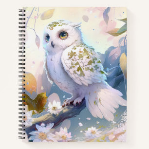 Cuaderno Selva de vida silvestre con retrato de aves búhas