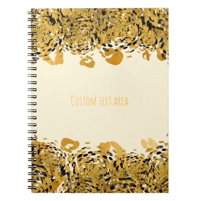 Cuaderno Selva exótica dorada y negra elegante Cheetah Glam (Frente)