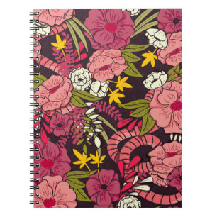 Cuaderno Selva floral con patrón de serpientes, flor tropic