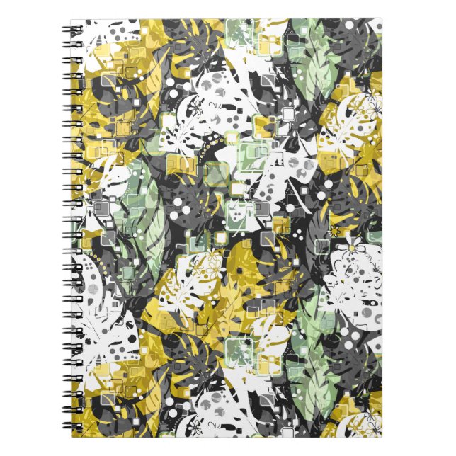 Cuaderno Selva tropical sin foco hojas exóticas abstractas  (Frente)