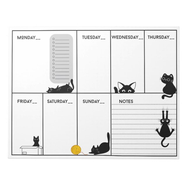 Cuaderno semanal de gato negro silvestre A4 (Frente)