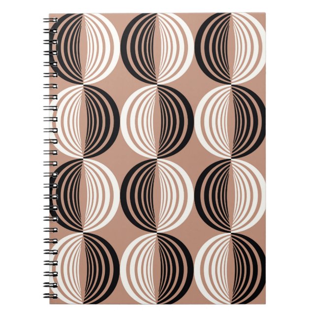 Cuaderno Semicírculos de líneas de patrón geométrico sin so (Frente)