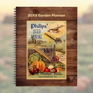 Cuaderno Semillas Packet Farm Catalog Vintage Art w Faux Wo
