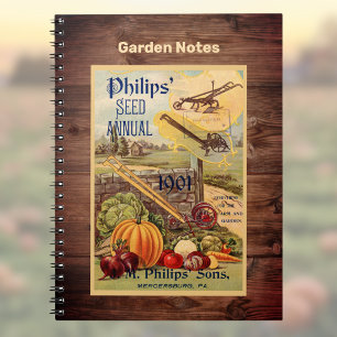 Cuaderno Semillas Packet Farm Catalog Vintage Art w Faux Wo