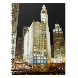 Cuaderno Señal famosa de Chicago en la noche