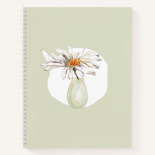 Cuaderno Sencilla acuarela floral Moderno sabio verde (Anverso)