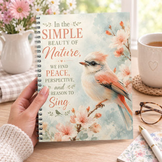 Cuaderno Sencilla Belleza de la Naturaleza Pájaro y Flores