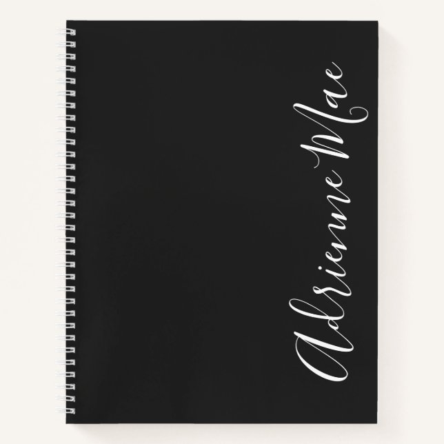 Cuaderno Sencillamente elegante carbón vegetal y blanco per (Anverso)