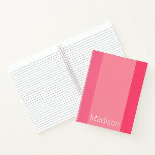 Cuaderno Sencillas bandas rosadas Nombre blanco