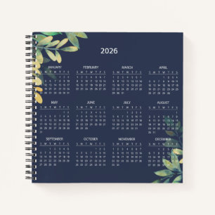 Cuaderno Sencillo Calendario Botánico Elegante 2026