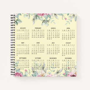 Cuaderno Sencillo Calendario Botánico Elegante 2026