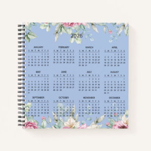 Cuaderno Sencillo Calendario Botánico Elegante 2026
